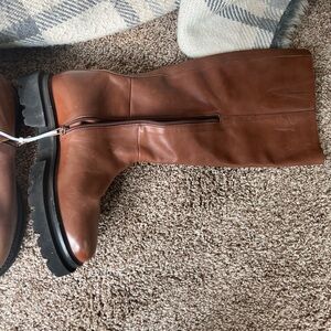 Brown Leather Knee-High Boots